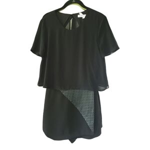 BCBGENERATION Sz‎ 8 Mini Romper Skort Layered Open Back Sheer Black Grunge